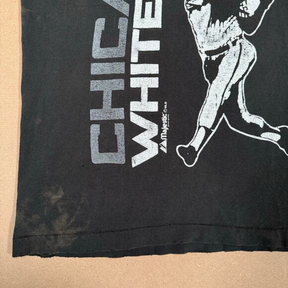 Vintage 90s Chicago White Sox Sleeveless Shirt Black Distressed Majestic MLB - Picture 4 of 8